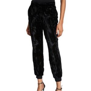 $330 Alice + Olivia Pete Joggers velvet black bronze gold XS